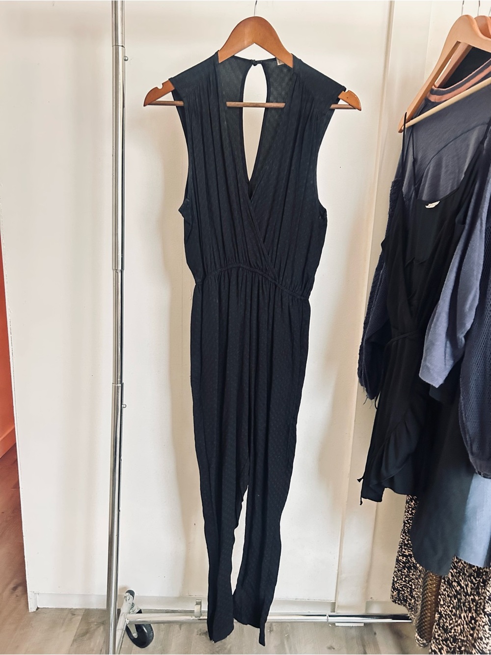Anthropologie Black Sleeveless V-Neck Jumpsuit